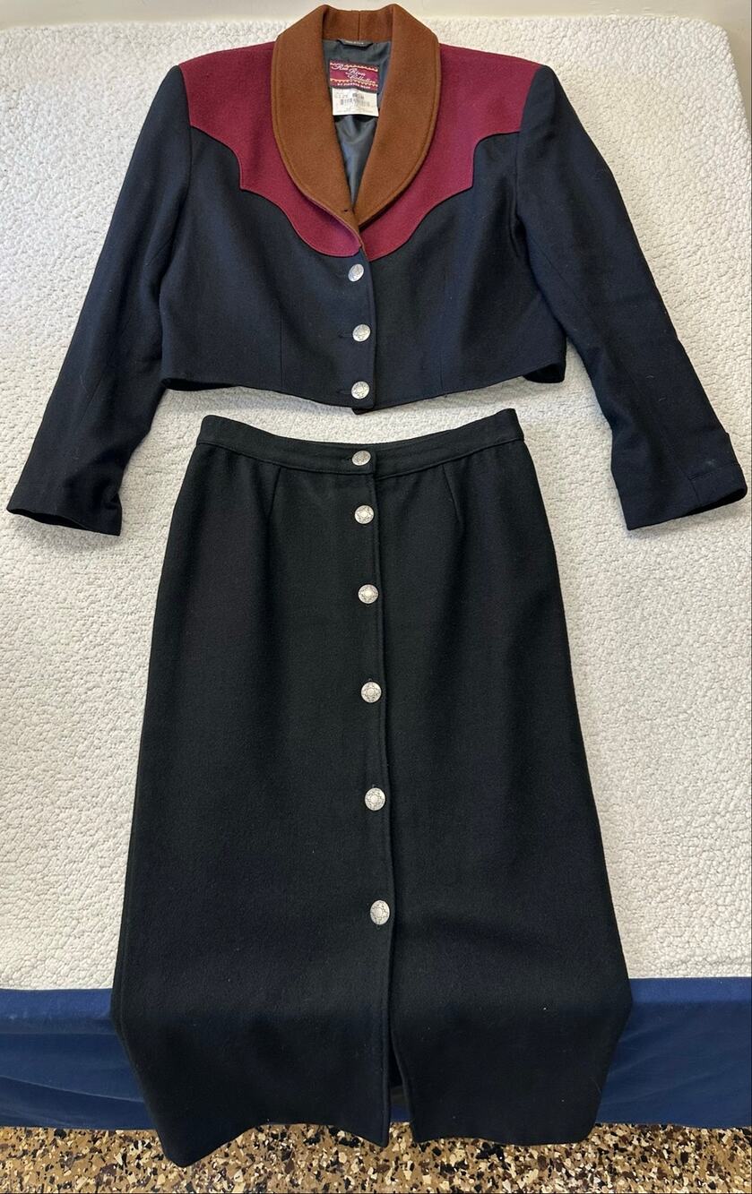 Vintage Western Style Wool Skirt and Cropped Jacket Set Made in USA